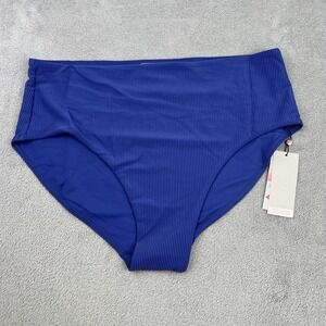 NEW Calia‎ Women's XL Mid Rise Bottom Bikini Blueberry Rib UPF 50+ Protection
